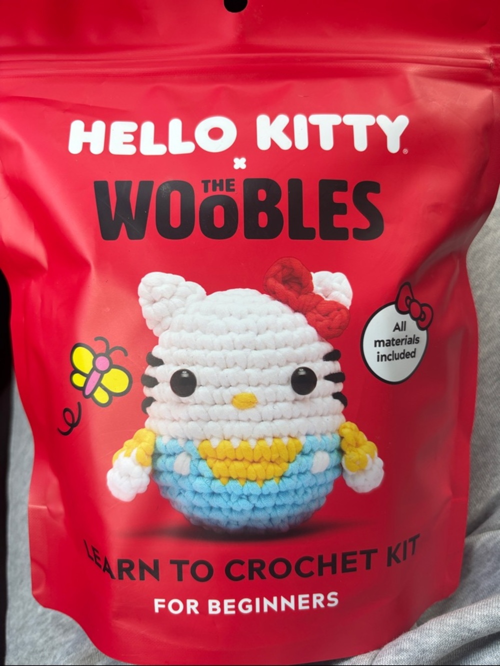 Hello Kitty Crochet Kit - White, Red, Blue, Yellow